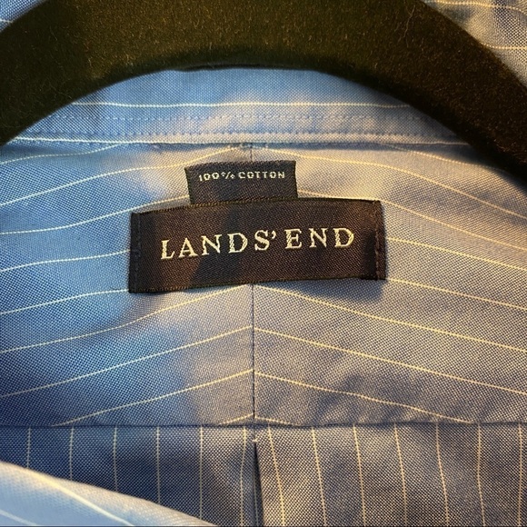 Lands End Pinpoint Oxford Shirt No-Iron Cotton Sz 16.5 - Picture 5 of 14
